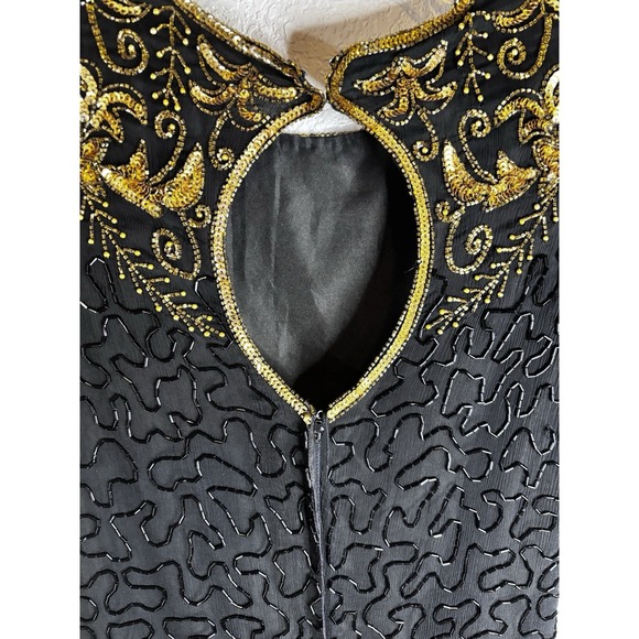 VTG Mark & John By B2 Dress 100% Silk, Keyhole Back, Sequins & Beaded Cocktail M - Picture 13 of 15